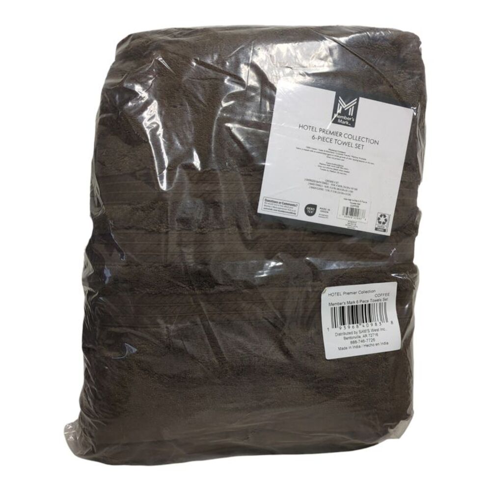 Coffee - Member's Mark Hotel Premier 6-Piece Towel Set, 2 Bath, 2 Hand, 2 Washcl